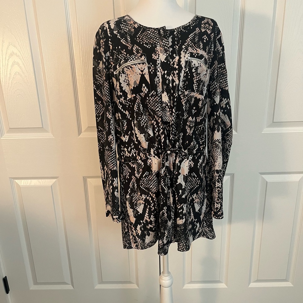 INC International Concepts Size 10 Snake Print Drawstring Tunic Dress